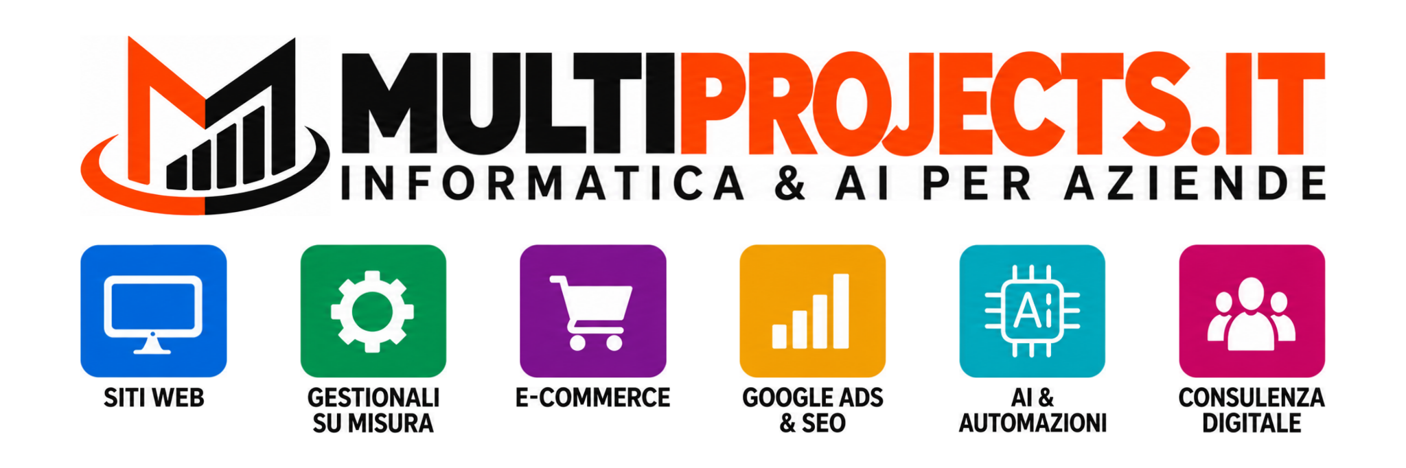 MULTIPROJECTS.IT — Informatica & AI per aziende: siti web, gestionali su misura, e-commerce, Google Ads e SEO, AI e automazioni, consulenza digitale